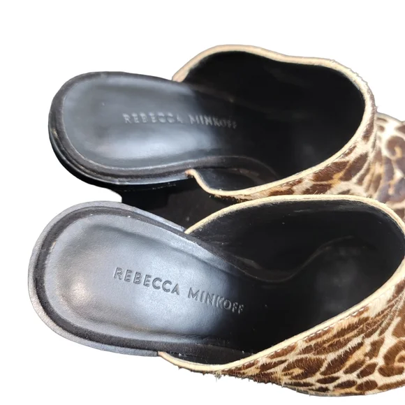 ⭐️Rebecca Minkoff Leopard Print Cow Fur Mules Sz 6.5 - Picture 5 of 7